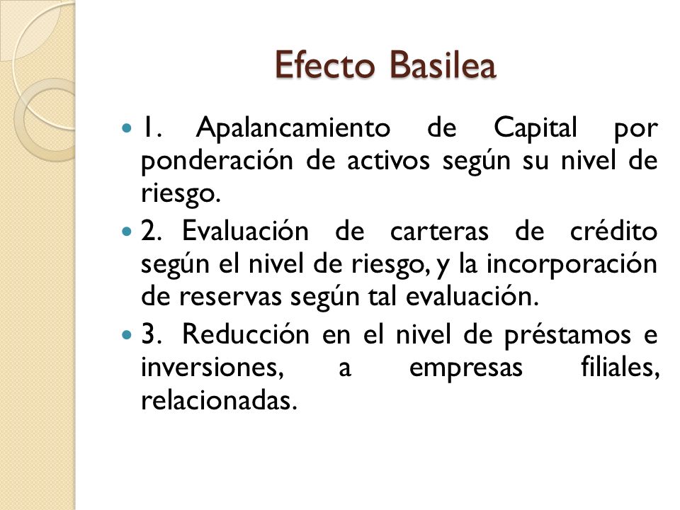 Efecto Basilea 1. Apalancamiento de Capital por ponderación de activos según su nivel de riesgo.
