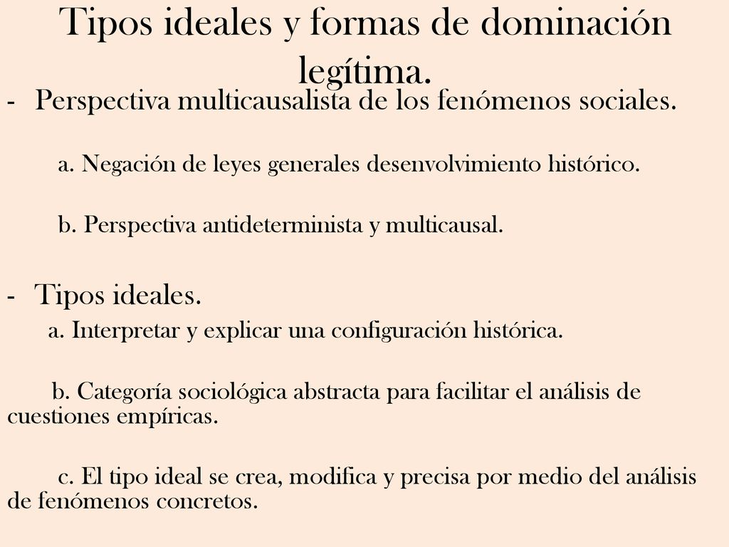 Tipos ideales y formas de dominación legítima.