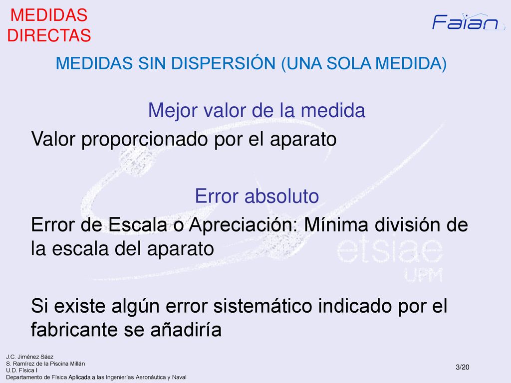 Mejor valor de la medida Valor proporcionado por el aparato