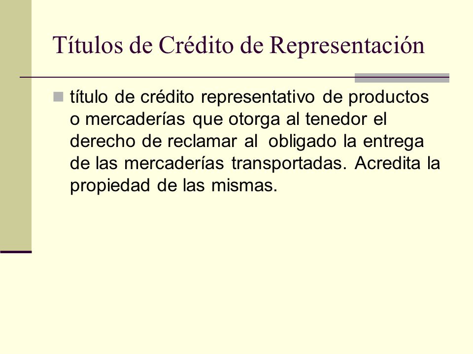 Títulos de Crédito de Representación