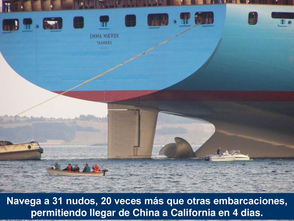Navega a 31 nudos, 20 veces más que otras embarcaciones, permitiendo llegar de China a California en 4 dias.