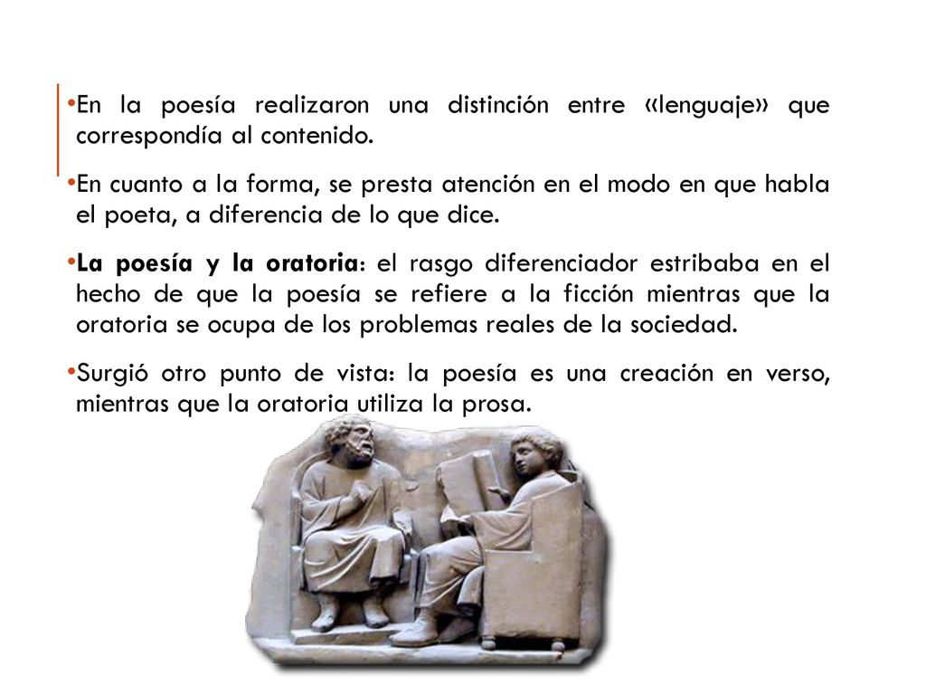 En la poesía realizaron una distinción entre «lenguaje» que correspondía al contenido.