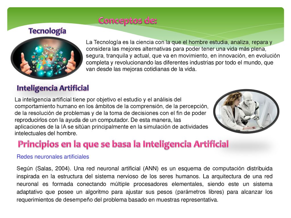 Conceptos de: Principios en la que se basa la Inteligencia Artificial