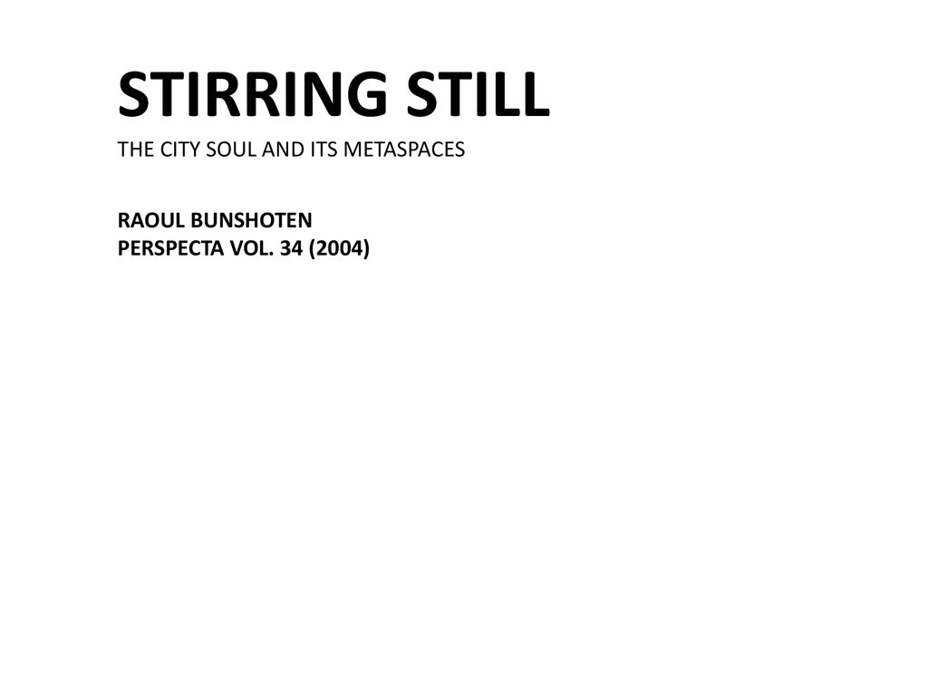 STIRRING STILL THE CITY SOUL AND ITS METASPACES RAOUL BUNSHOTEN