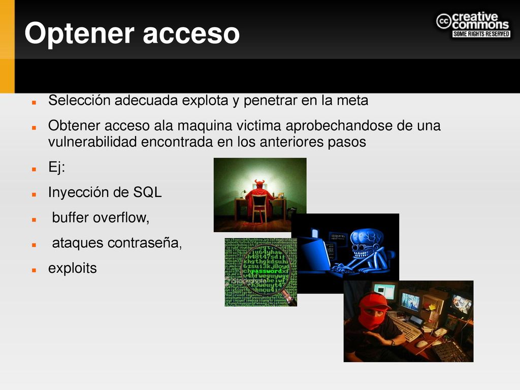 Optener acceso Selección adecuada explota y penetrar en la meta