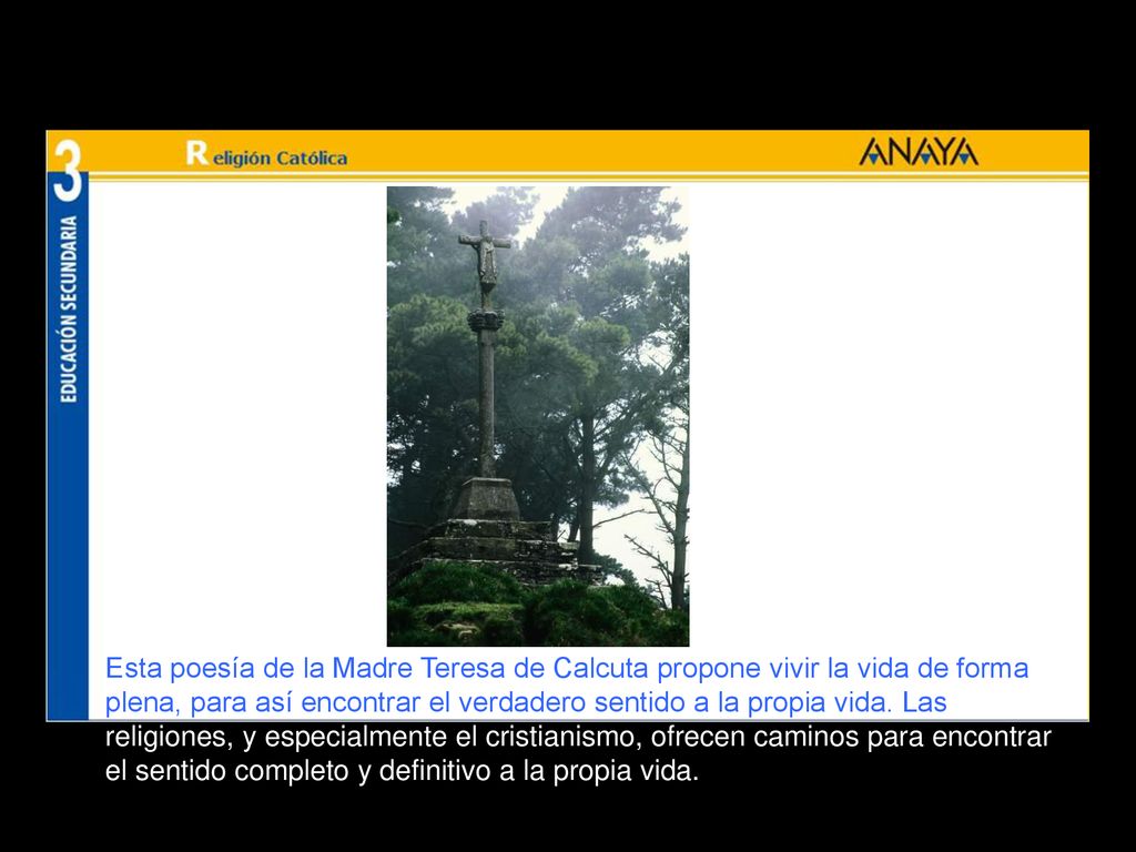 Esta poesía de la Madre Teresa de Calcuta propone vivir la vida de forma plena, para así encontrar el verdadero sentido a la propia vida.