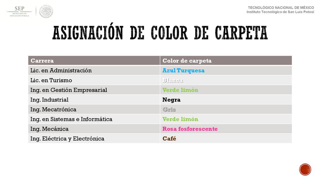 Asignación de color de carpeta