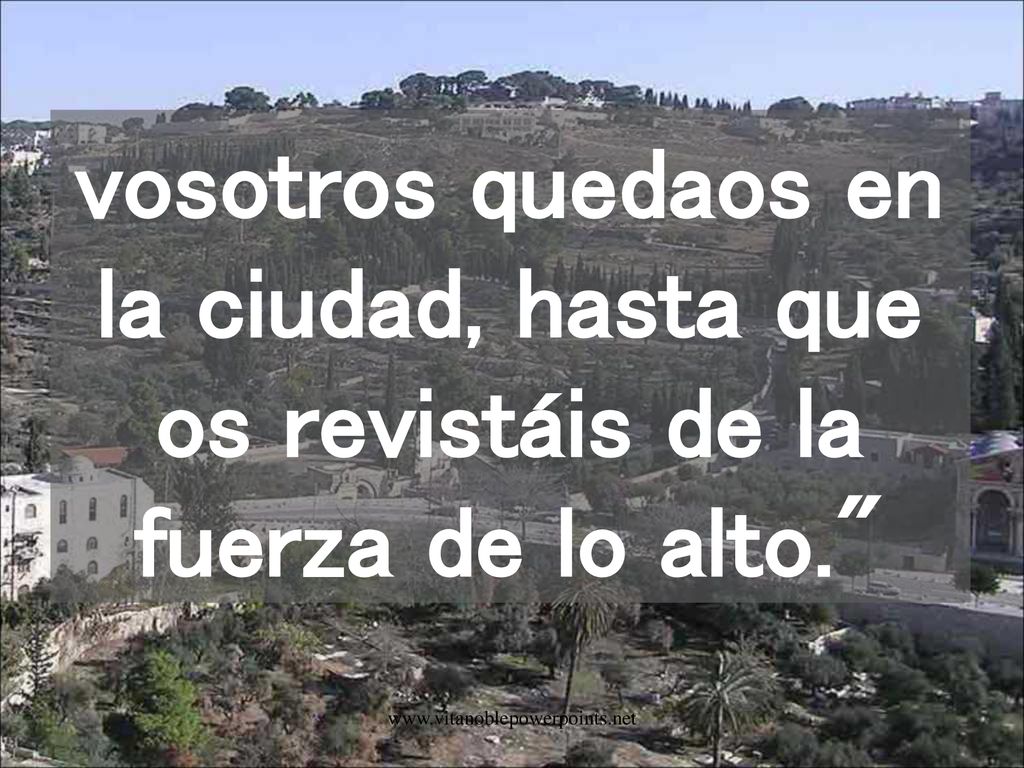 vosotros quedaos en la ciudad, hasta que os revistáis de la fuerza de lo alto.