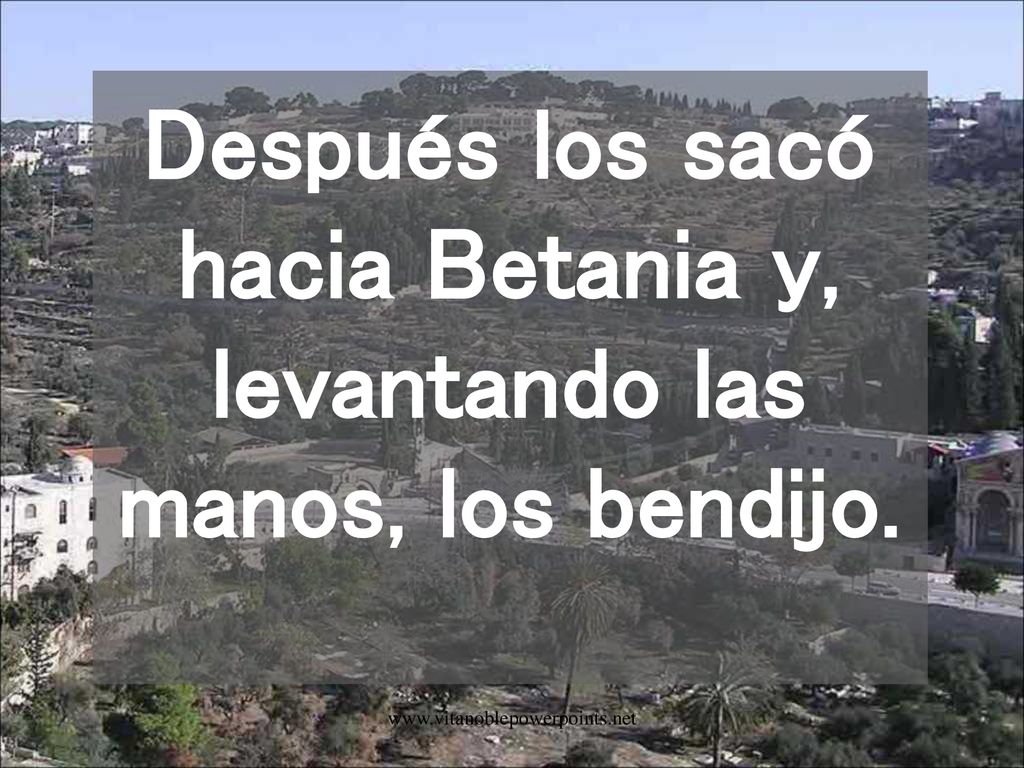 Después los sacó hacia Betania y, levantando las manos, los bendijo.