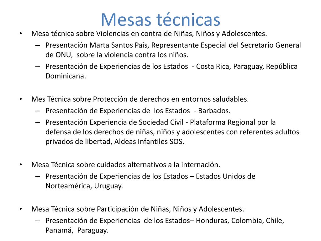 Mesas técnicas Mesa técnica sobre Violencias en contra de Niñas, Niños y Adolescentes.