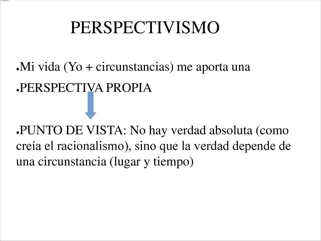 PERSPECTIVISMO Mi vida (Yo + circunstancias) me aporta una