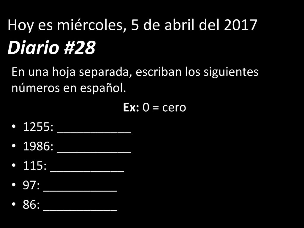 Hoy es miércoles, 5 de abril del 2017 Diario #28
