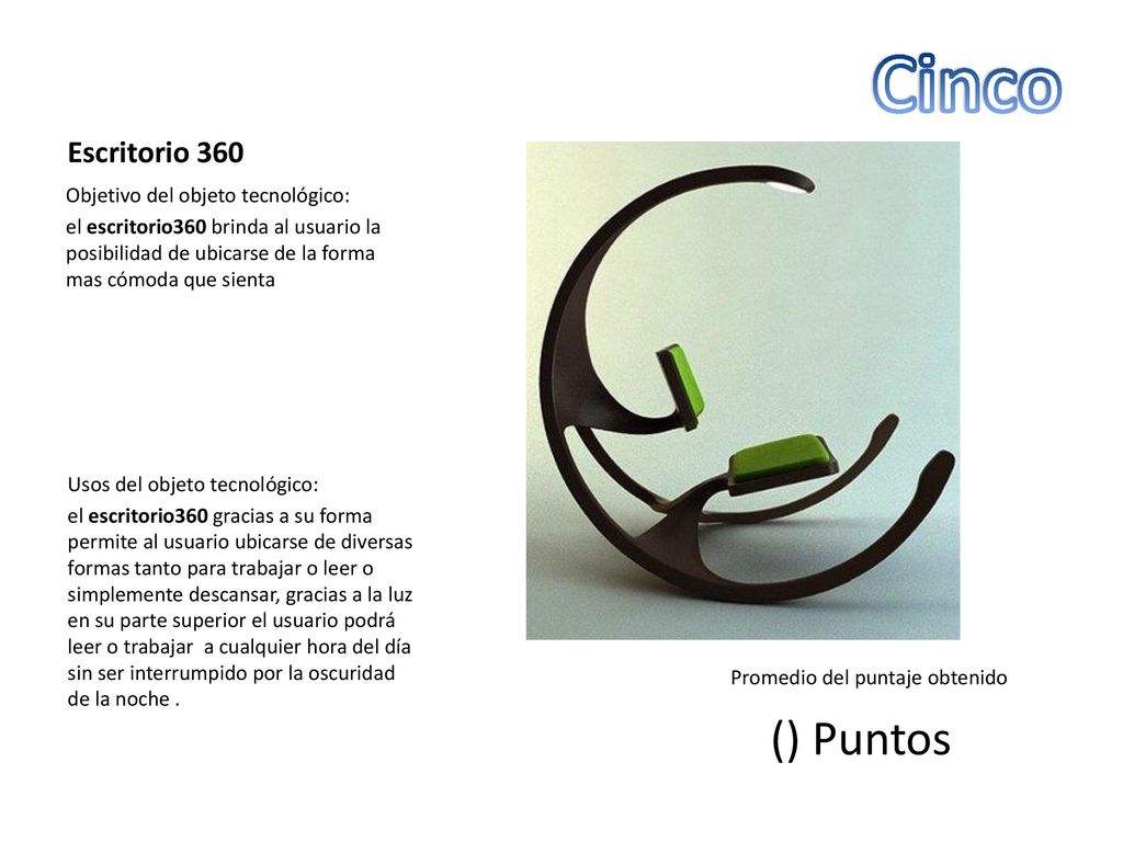 Cinco () Puntos Escritorio 360 Objetivo del objeto tecnológico:
