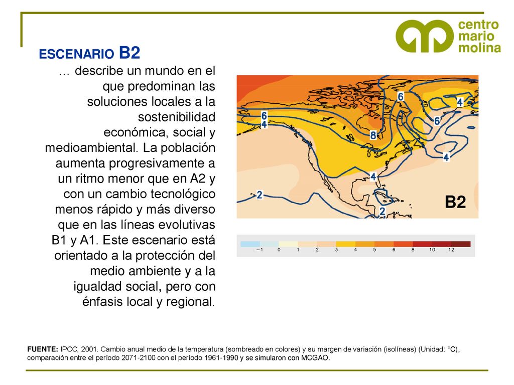 ESCENARIO B2 … describe un mundo en el que predominan las soluciones locales a la sostenibilidad.