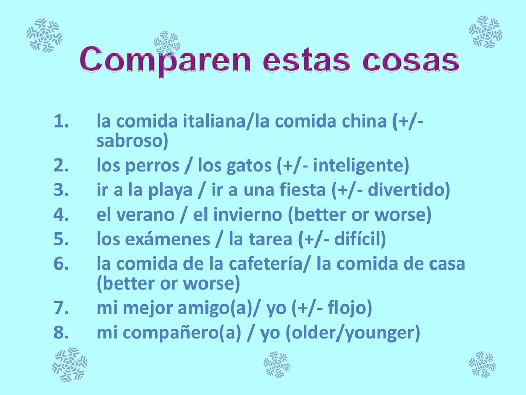 Comparen estas cosas la comida italiana/la comida china (+/- sabroso)