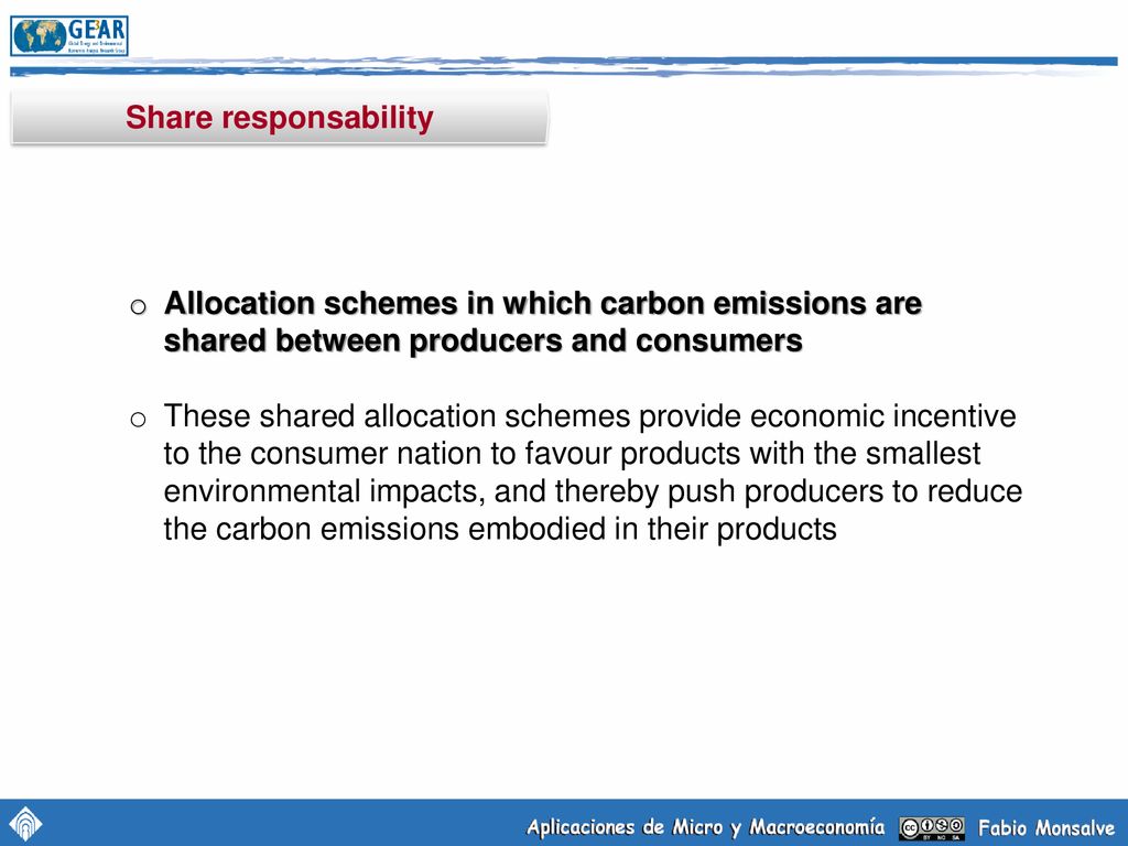 Share responsability Allocation schemes in which carbon emissions are shared between producers and consumers.