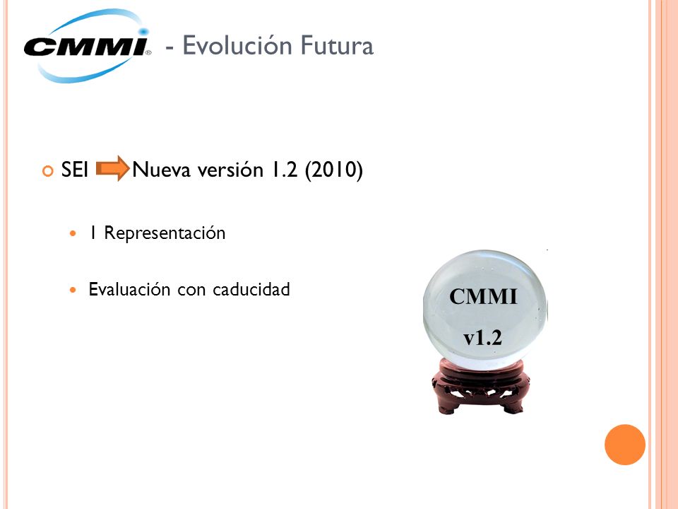- Evolución Futura SEI Nueva versión 1.2 (2010) CMMI v1.2