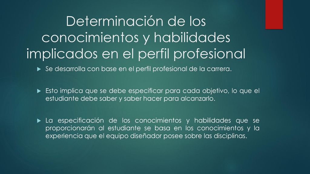 Determinación de los conocimientos y habilidades implicados en el perfil profesional