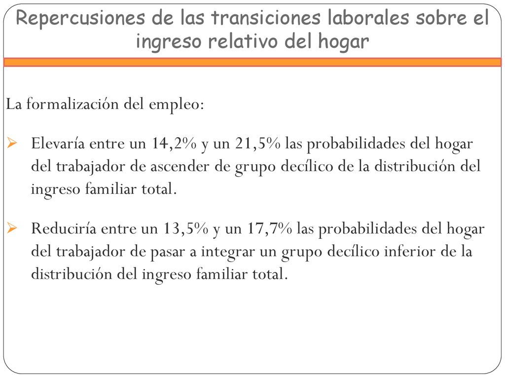 Repercusiones de las transiciones laborales sobre el ingreso relativo del hogar