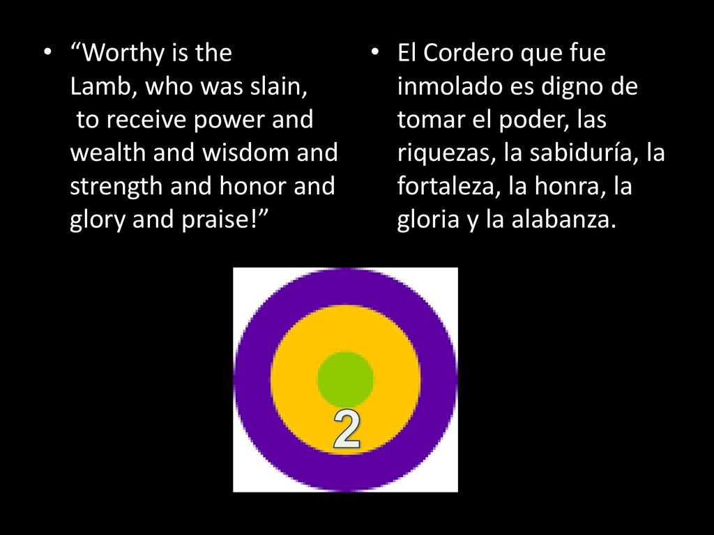 Worthy is the Lamb, who was slain, to receive power and wealth and wisdom and strength and honor and glory and praise!