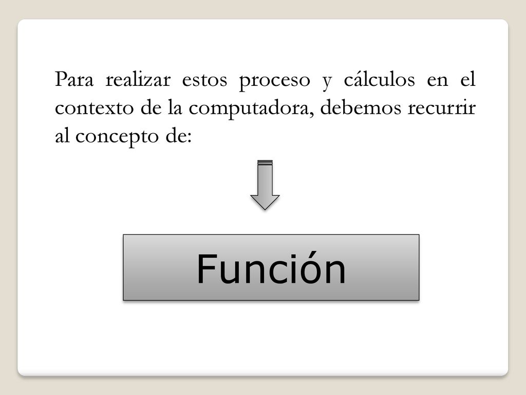 Para realizar estos proceso y cálculos en el contexto de la computadora, debemos recurrir al concepto de: