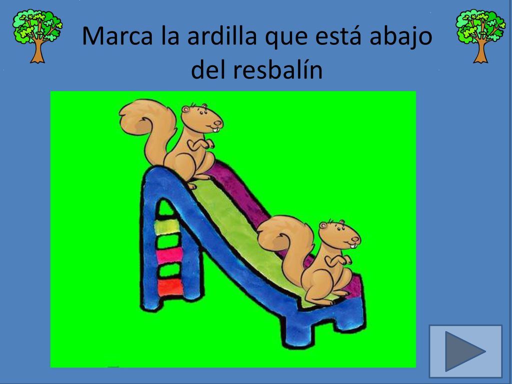 Marca la ardilla que está abajo del resbalín