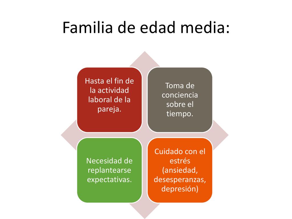 Familia de edad media: Hasta el fin de la actividad laboral de la pareja. Toma de conciencia sobre el tiempo.
