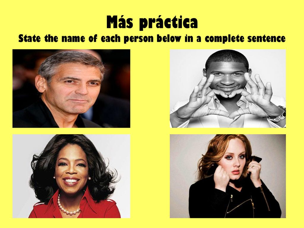 Más práctica State the name of each person below in a complete sentence