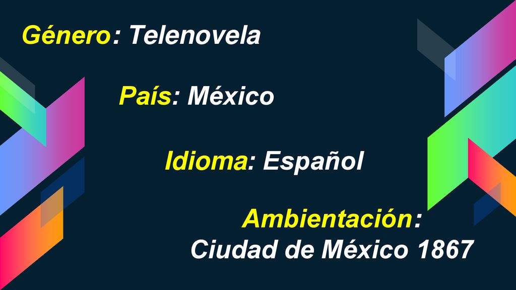 Género: Telenovela País: México Idioma: Español Ambientación: Ciudad de México 1867
