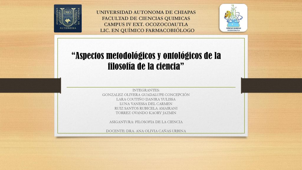 Aspectos metodológicos y ontológicos de la filosofía de la ciencia