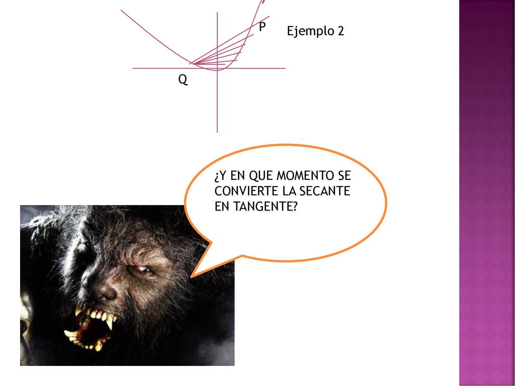 P Ejemplo 2 Q ¿Y EN QUE MOMENTO SE CONVIERTE LA SECANTE EN TANGENTE