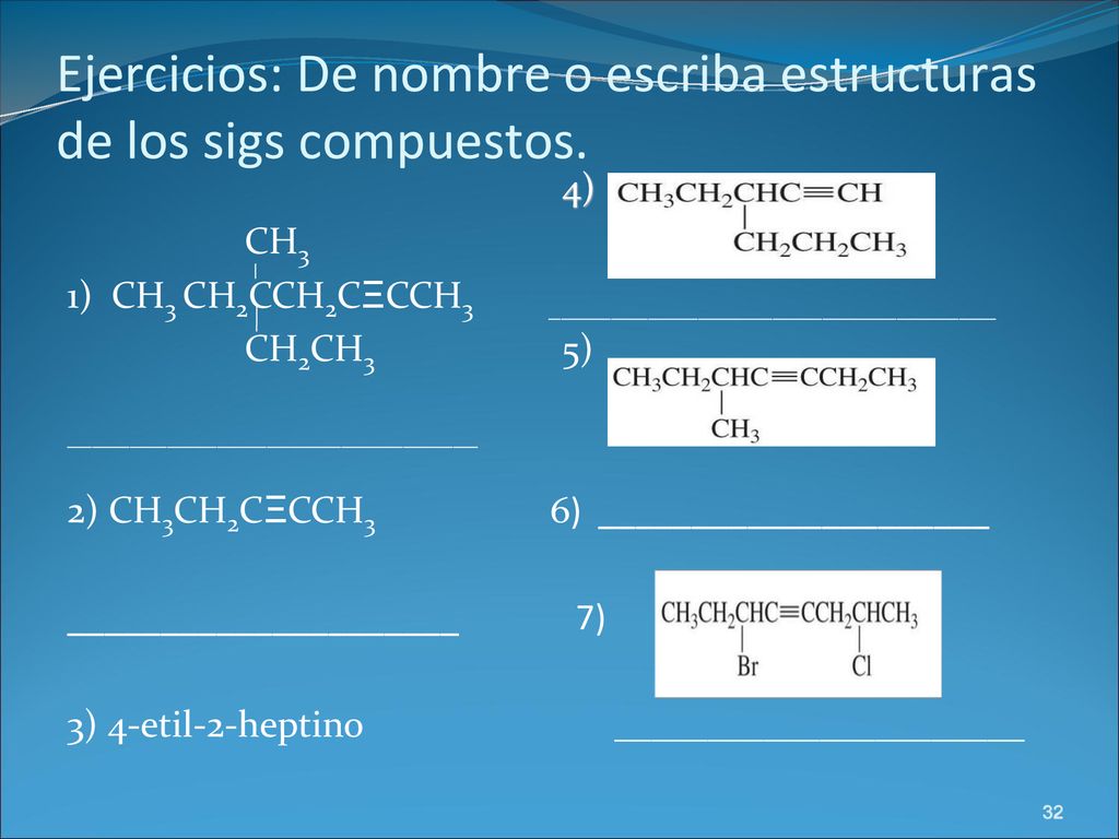 Ejercicios: De nombre o escriba estructuras de los sigs compuestos.