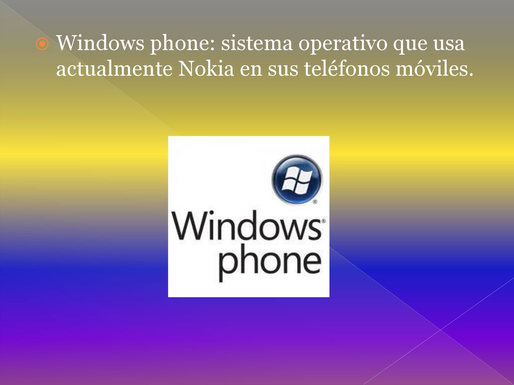 Windows phone: sistema operativo que usa actualmente Nokia en sus teléfonos móviles.