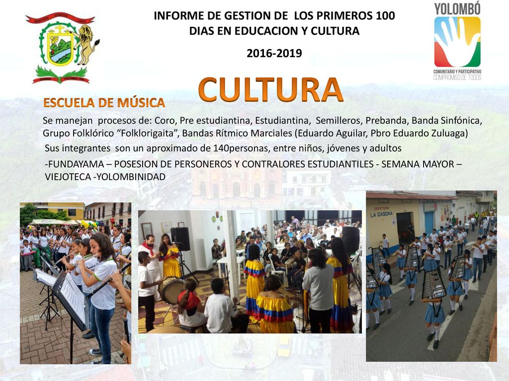 INFORME DE GESTION DE LOS PRIMEROS 100 DIAS EN EDUCACION Y CULTURA