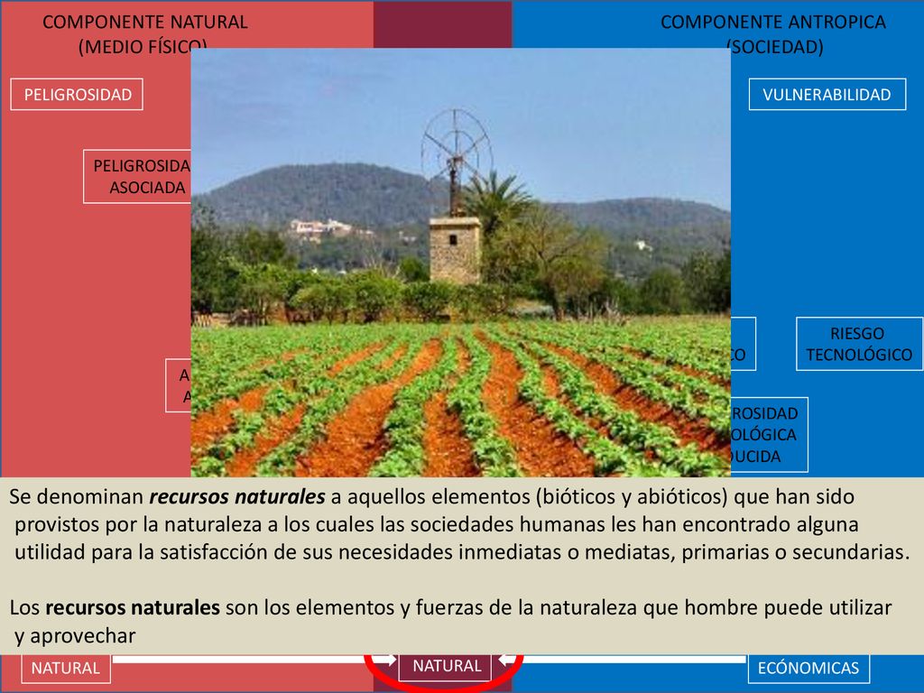COMPONENTE NATURAL (MEDIO FÍSICO) COMPONENTE ANTROPICA. (SOCIEDAD) RIESGO. NATURAL. PELIGROSIDAD.
