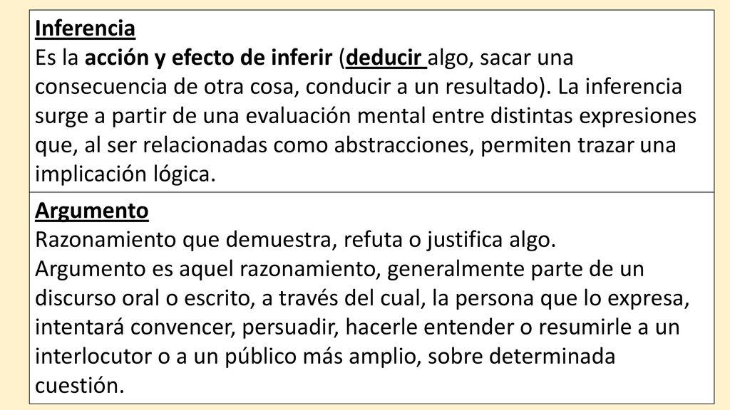 Inferencia Es la acción y efecto de inferir (deducir algo, sacar una. consecuencia de otra cosa, conducir a un resultado). La inferencia.