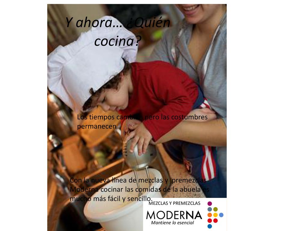 Y ahora… ¿Quién cocina Los tiempos cambian pero las costumbres permanecen. Revisar copy.