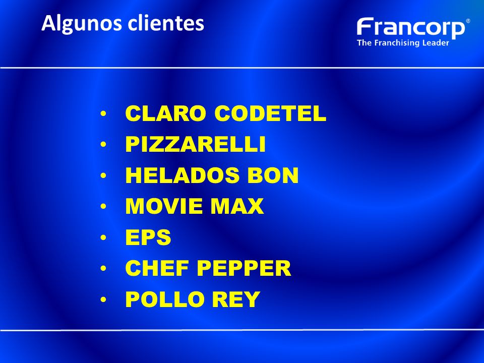 Algunos clientes CLARO CODETEL PIZZARELLI HELADOS BON MOVIE MAX EPS