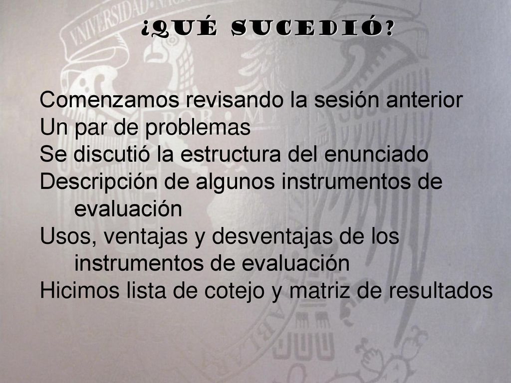 Comenzamos revisando la sesión anterior Un par de problemas