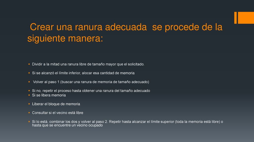 Crear una ranura adecuada se procede de la siguiente manera: