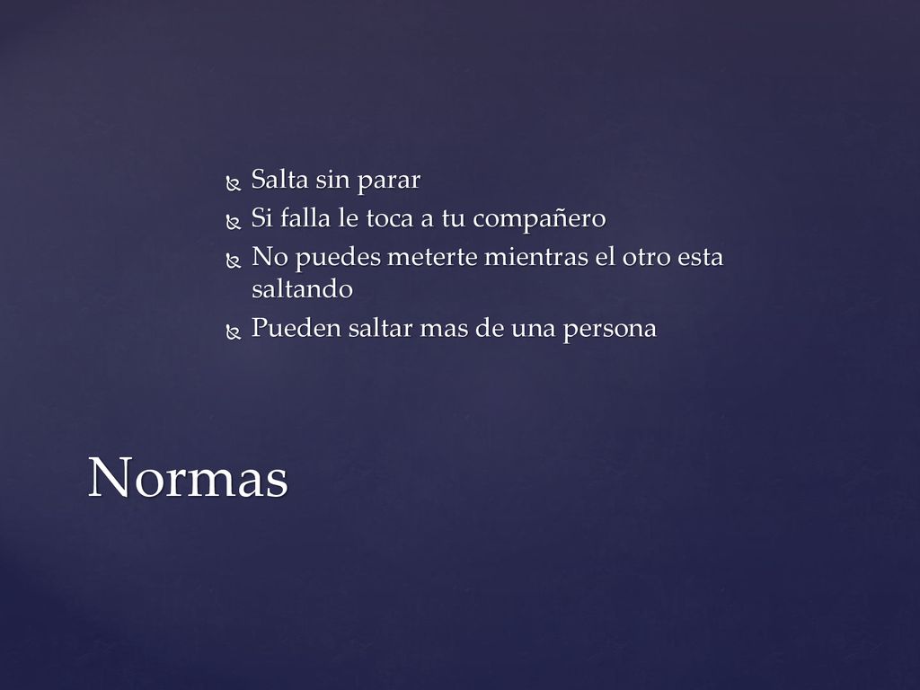 Normas Salta sin parar Si falla le toca a tu compañero