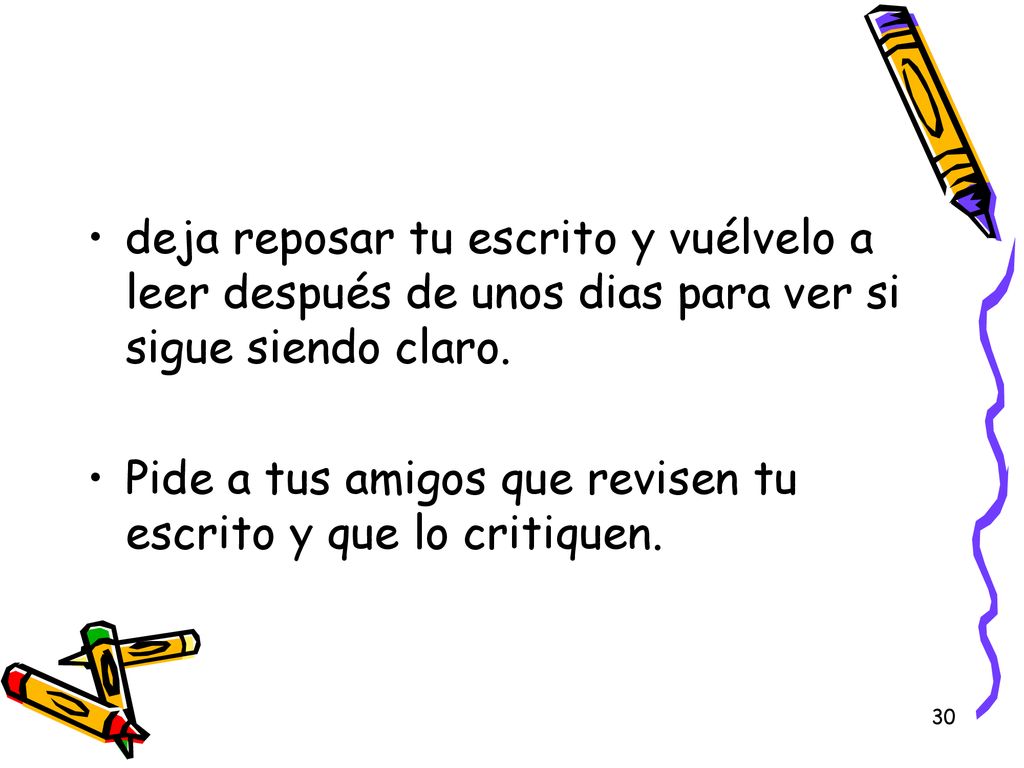 deja reposar tu escrito y vuélvelo a leer después de unos dias para ver si sigue siendo claro.