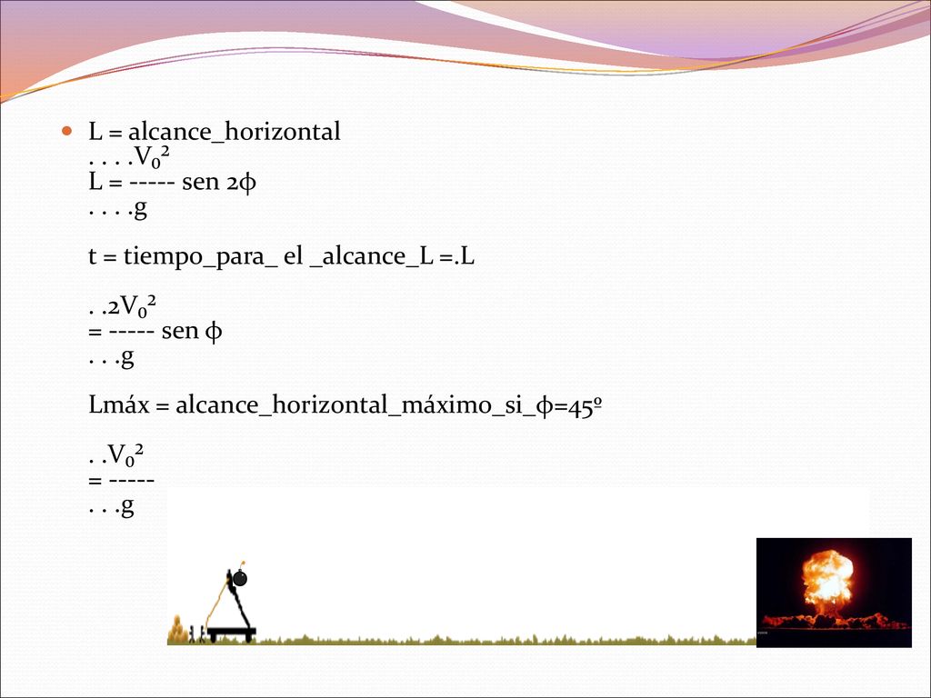 L = alcance_horizontal. V₀² L = sen 2φ