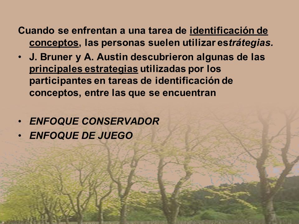 Cuando se enfrentan a una tarea de identificación de conceptos, las personas suelen utilizar estrátegias.