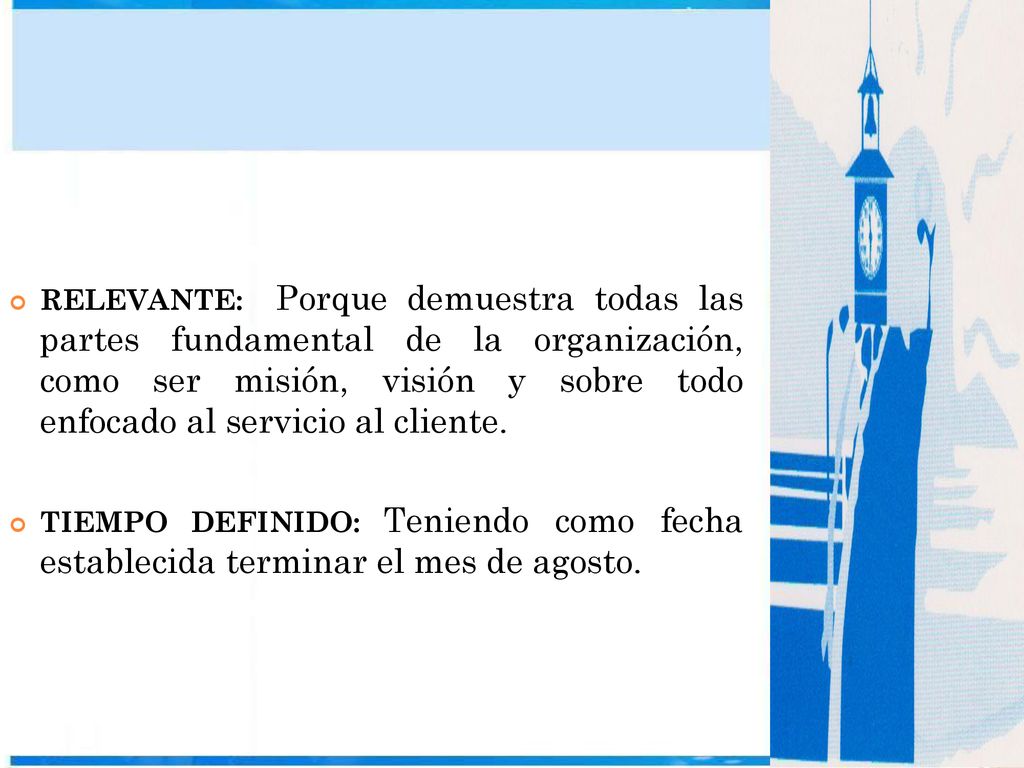 RELEVANTE: Porque demuestra todas las partes fundamental de la organización, como ser misión, visión y sobre todo enfocado al servicio al cliente.