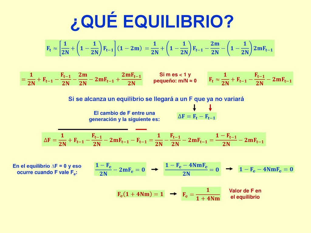 ¿QUÉ EQUILIBRIO 𝐅 𝐭 ≈ 𝟏 𝟐𝐍 + 𝟏− 𝟏 𝟐𝐍 𝐅 𝐭−𝟏 𝟏−𝟐𝐦