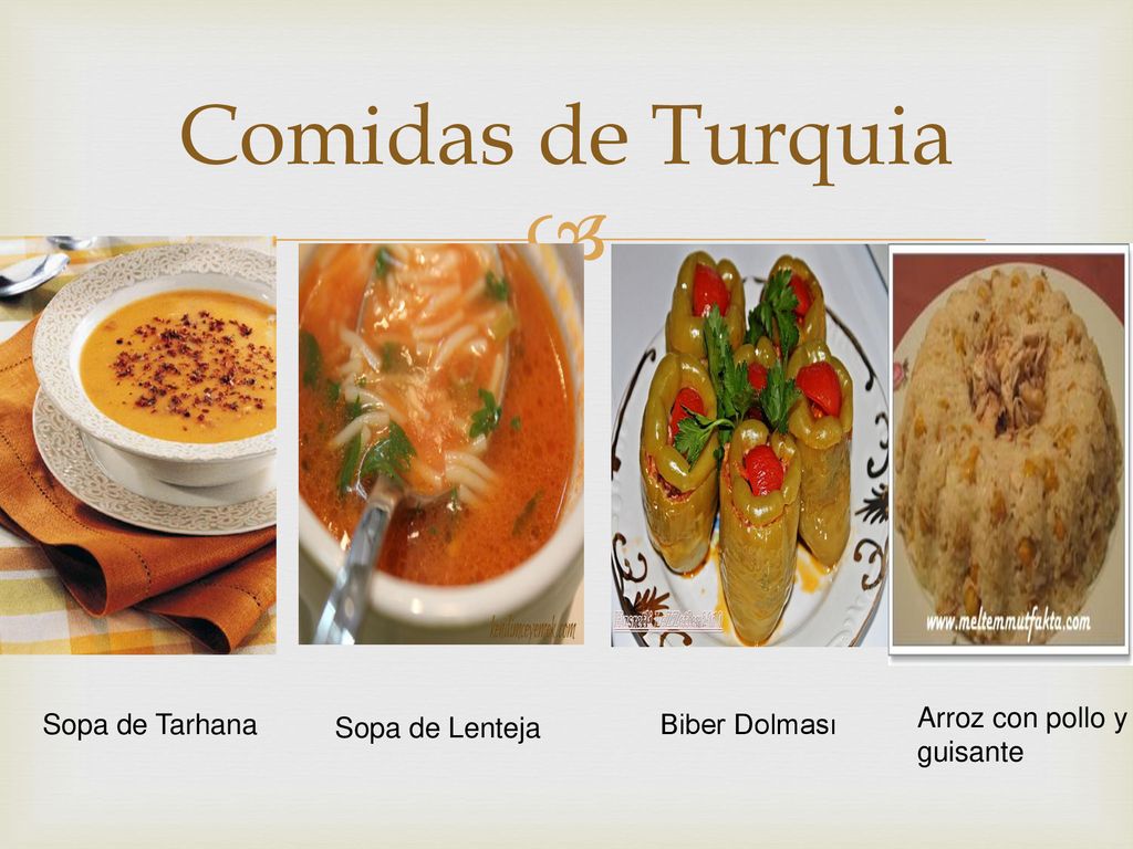 Comidas de Turquia Arroz con pollo y guisante Sopa de Tarhana