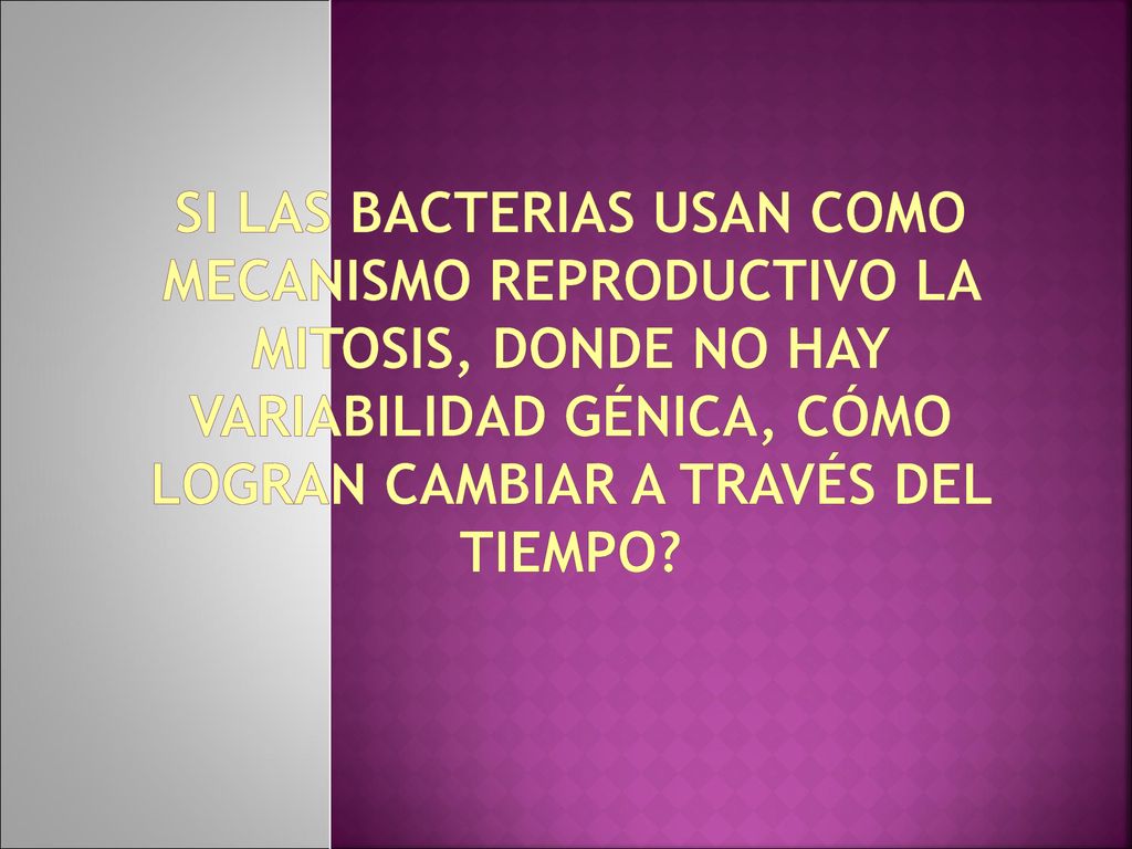 Si las bacterias usan como mecanismo reproductivo la mitosis, donde no hay variabilidad génica, cómo logran cambiar a través del tiempo