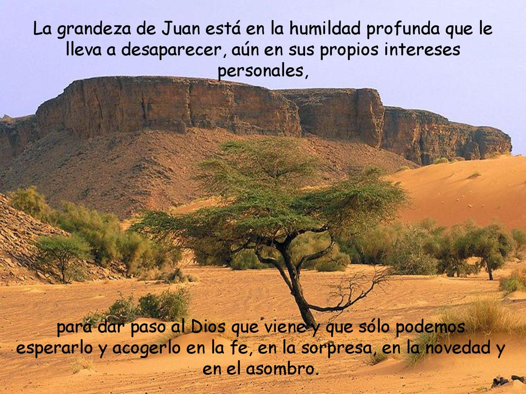La grandeza de Juan está en la humildad profunda que le lleva a desaparecer, aún en sus propios intereses personales,