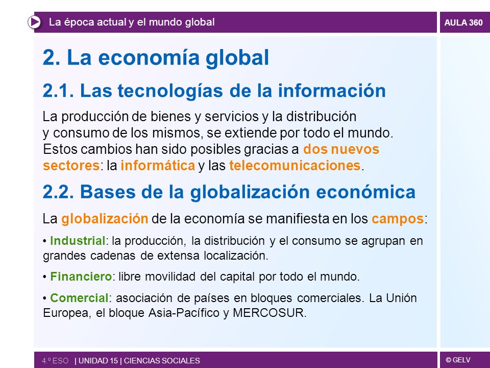 2. La economía global 2.1. Las tecnologías de la información
